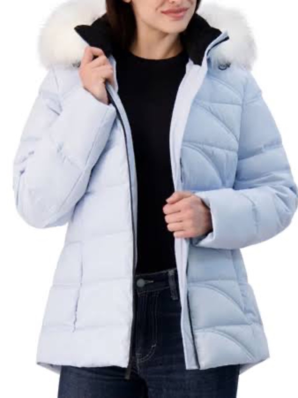 Nautica Women's Water Resistant Puffer Removable Hood Full Zip Jacket medium